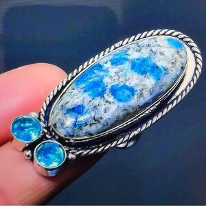 K2 Jasper Blue Topaz Stamped 925 Sterling Silver Ring